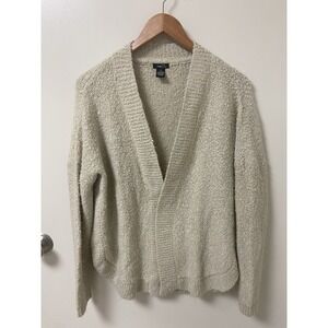 Rue 21 Light Beige Open Front Knit Cardigan Long Sleeve Medium M Grunge Sweater